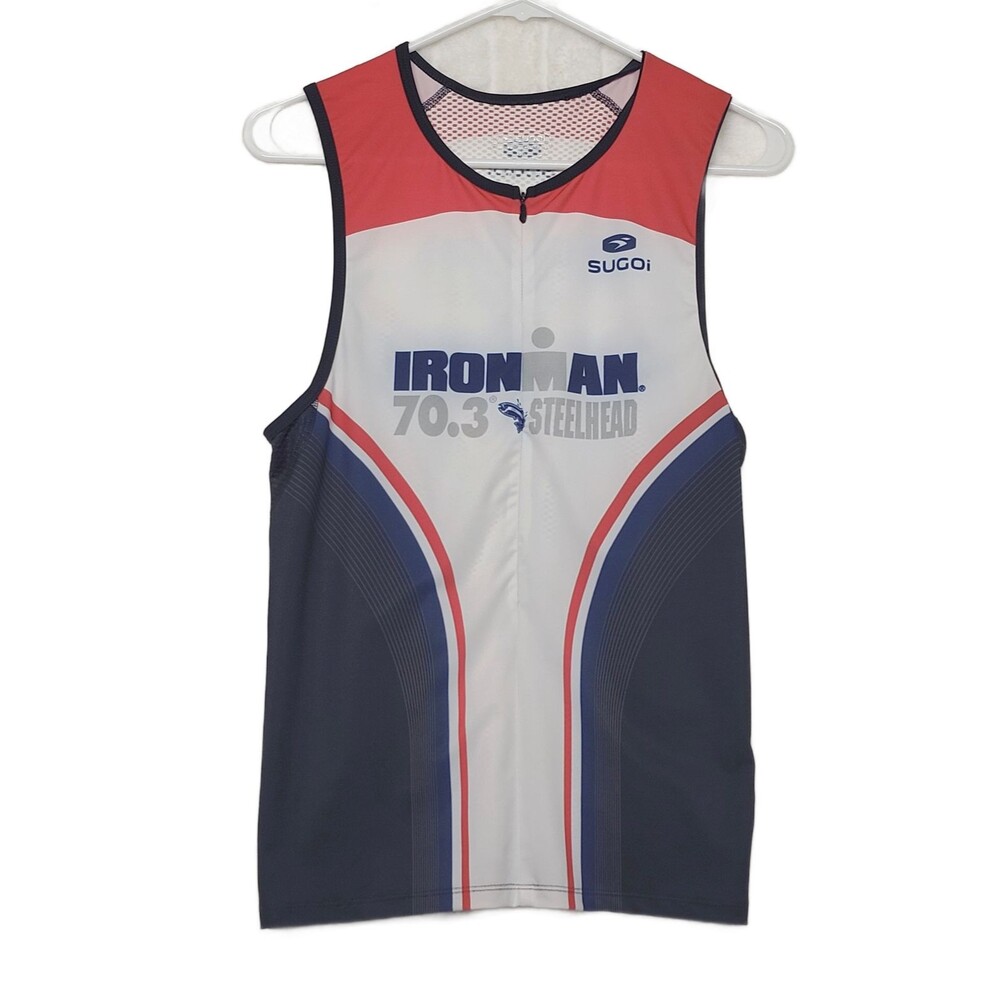Sugoi Ironman 70.3 Steelhead Tri Tank Top Men's L/G Triathlon Race Jersey Red